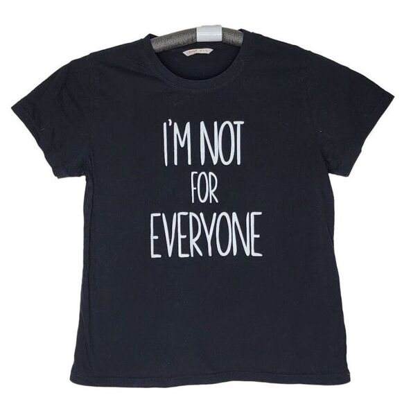 Romwe Black Graphic Tee "I'm Not For Everyone" T-Shirt Size XL Short Sleeve - Picture 1 of 7